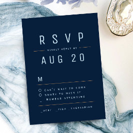 Navy Blue Modern Chic Simple Typografy UAWG RSVP Karte