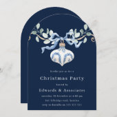 Navy Blue Modern Christmas Party Einladung (Vorne/Hinten)