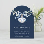 Navy Blue Modern Christmas Party Einladung (Stehend Vorderseite)