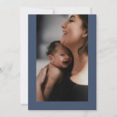 Navy Blue Modern Cross Christening Foto Taufe Einladung (Rückseite)