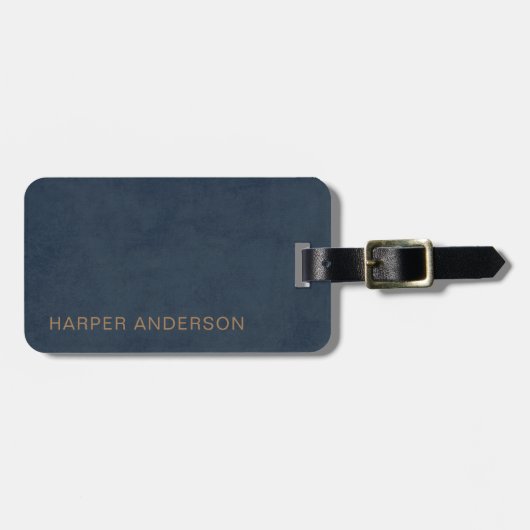 Navy Blue Modern einfach Gepäckanhänger (Vorderseite horizontal)