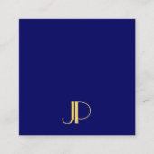 Navy Blue Modern Elegange Gold Monogram Template Quadratische Visitenkarte (Vorderseite)