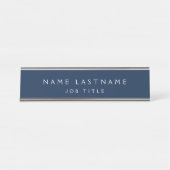 Navy Blue Modern Elegant Beruflich Classy Schreibtischnamensplakette (Vorderseite )