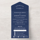 Navy Blue Modern Elegant Simple Wedding All In One Einladung (Innen Boden)