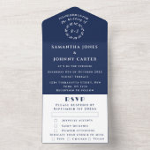 Navy Blue Modern Elegant Simple Wedding All In One Einladung (Innen Boden)