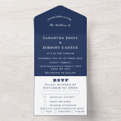 Navy Blue Modern Elegant Simple Wedding All In One Einladung (Innen Boden)
