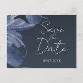 Navy Blue Modern Floral elegant Save the Date Postkarte (Vorderseite)