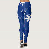 Navy Blue Modern Floral Pattern Leggings (Rückseite)