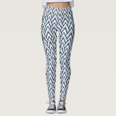 Navy Blue Modern Geometric Pattern Leggings (Vorderseite)