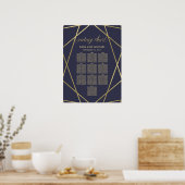 Navy Blue Modern Gold Diamond Seekarte Poster (Küche)