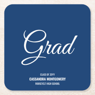 Navy Blue Modern Graduation Party Rechteckiger Pappuntersetzer