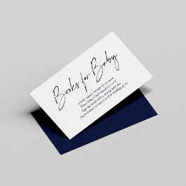Navy Blue Modern Handgeschriebene Bücher für Baby Begleitkarte