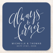 Navy Blue Modern immer und für immer Rechteckiger Pappuntersetzer (Vorderseite)