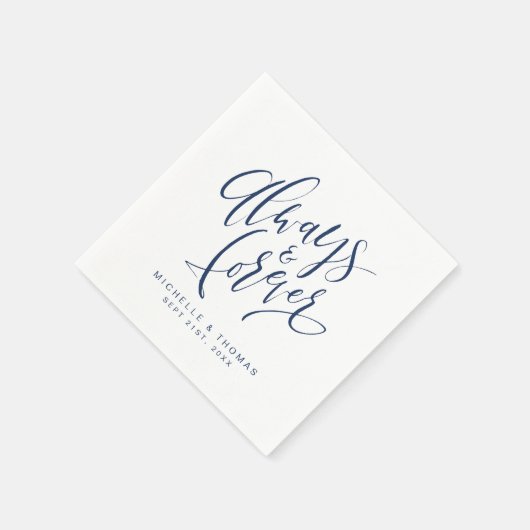 Navy Blue Modern immer und für immer Script Serviette (Ecke)