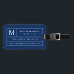 Navy Blue Modern Line | Gepäckanhänger<br><div class="desc">Reisen Sie stilvoll mit einem individuellen Design Gepäckanhänger! Moderne und stilvolle Tags tragen Ihr Gepäck auf und machen es einfach, Ihr Gepäck schnell in der Gepäckausgabe zu identifizieren. Personalisieren Sie dieses Element, indem Sie Ihre Monogramm Initial- und Kontaktinformationen hinzufügen. Anpassen Sie die Hintergrundfarbe einfach an einen Schatten Ihrer Wahl! Die...</div>