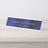 Navy Blue Modern Metallic Beruflich Classy Schreibtischnamensplakette (Vorderseite )