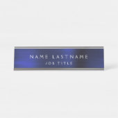 Navy Blue Modern Metallic Beruflich Classy Schreibtischnamensplakette (Vorderseite )