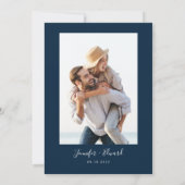 Navy Blue Modern Minimal Save The Date (Rückseite)