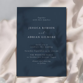 Navy Blue Modern Minimal Wedding Einladung