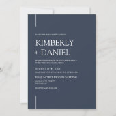 Navy Blue Modern Minimal Wedding QR Code Foto Einladung (Vorderseite)