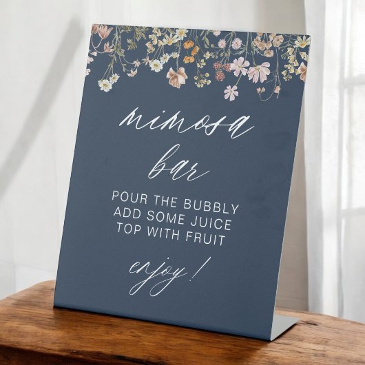 Navy Blue Modern Minimalistisch Bridal Mimosa Bar Sockelschild