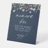 Navy Blue Modern Minimalistisch Bridal Mimosa Bar Sockelschild (Vorderseite)