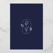 Navy Blue Modern Minimalistisch Classic Wedding Folieneinladung (Rückseite)