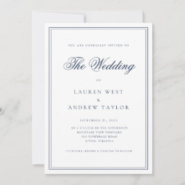 Navy Blue Modern Minimalistisch die Hochzeit von Einladung