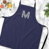 Navy Blue Modern Minimalistisch Elegante Monogram Schürze