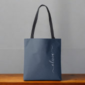 Navy Blue Modern Minimalistisch Elegante Monogram Tasche