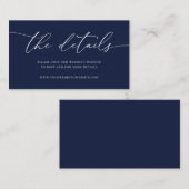 Navy Blue Modern Minimalistisch Hochzeitskarte Begleitkarte (Vorne/Hinten)