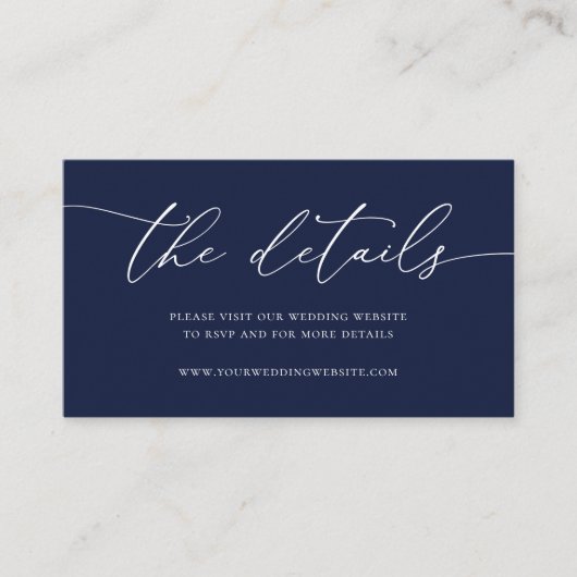 Navy Blue Modern Minimalistisch Hochzeitskarte Begleitkarte (Vorderseite)