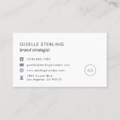 Navy Blue Modern Minimalistisch Monogram Luxe Visitenkarte (Rückseite)