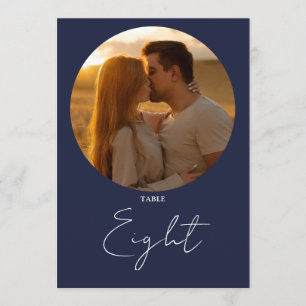 Navy Blue Modern Minimalistisch Script Tischnummer