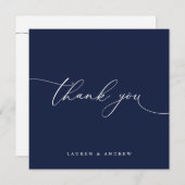 Navy Blue Modern Minimalistisch Wedding Dankeschön Dankeskarte (Vorne/Hinten)