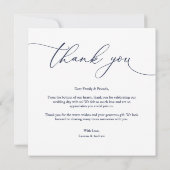 Navy Blue Modern Minimalistisch Wedding Dankeschön Dankeskarte (Rückseite)