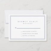 Navy Blue Modern Minimalistisch Wedding RSVP Card Karte (Vorderseite)