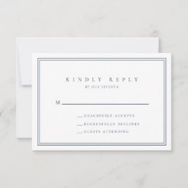 Navy Blue Modern Minimalistisch Wedding RSVP Card Karte