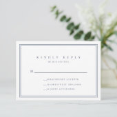Navy Blue Modern Minimalistisch Wedding RSVP Card Karte (Stehend Vorderseite)