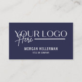 Navy Blue Modern Minimalistisches Berufliches Logo Visitenkarte (Vorderseite)