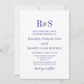 Navy Blue Modern Monogram Backyard Wedding Einladung (Vorderseite)