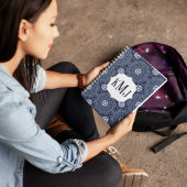 Navy Blue Modern Monogram Custom Notizblock