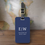 Navy Blue Modern Monogram Minimalistisch Gepäckanhänger<br><div class="desc">Erleben Sie Ihre Reise mit unserem Classic Elegant Modern Minimalistischen Monogram Gepäcktag. Dieses liebevoll gestaltete Accessoire verbindet zeitlose Eleganz mit zeitgemäßem Minimalismus und sorgt dafür, dass sich Ihr Gepäck durch Eleganz hervorhebt. Dieses Gepäckanhänger ist mit Präzision und Liebe zum Detail gestaltet und ist mehr als nur ein praktisches Objekt; es...</div>