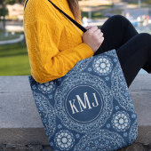 Navy Blue Modern Monogram Personalisiert Tasche