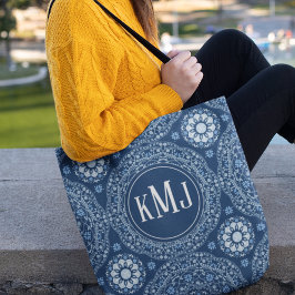 Navy Blue Modern Monogram Personalisiert Tasche
