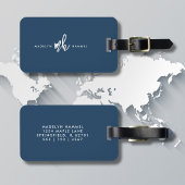 Navy Blue Modern Monogram Script Initials Gepäckanhänger