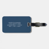 Navy Blue Modern Monogram Script Initials Gepäckanhänger (Rückseite horizontal)