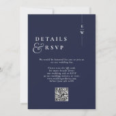 Navy Blue Modern Monogram Wedding QR Code Einladung (Rückseite)