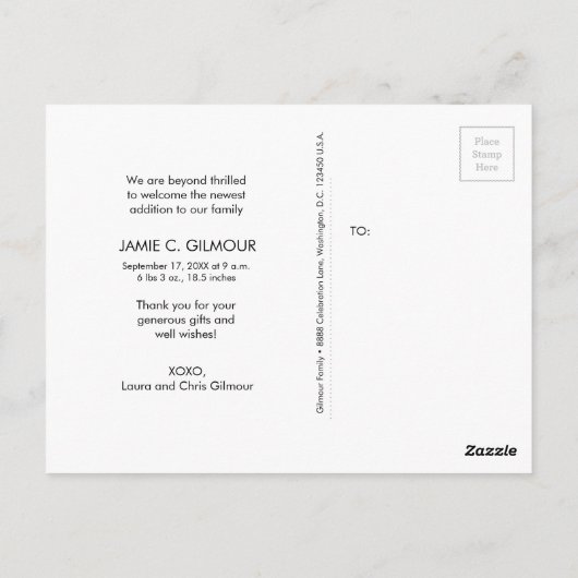 Navy Blue Modern Multi-Foto Danke, Script Postkarte (Rückseite)