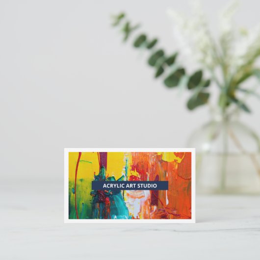 Navy Blue Modern Name Artiwork Artist Art Studio Visitenkarte (Stehend Vorderseite)